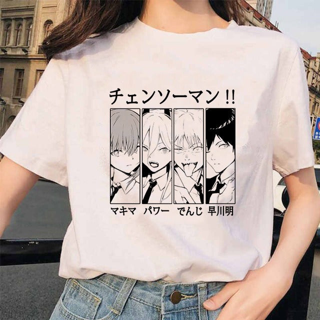 Chainsaw Man Tshirt Women Japanese Anime Pochita T-shirts Gr 1
