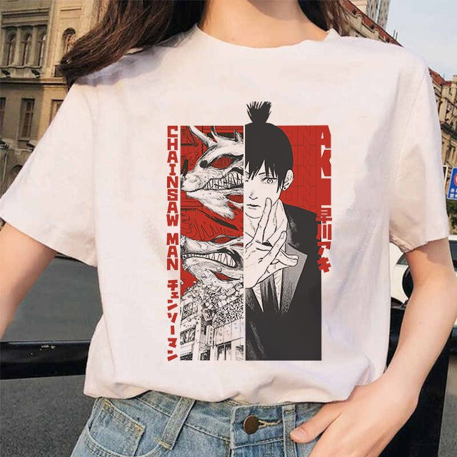 Chainsaw Man Tshirt Women Japanese Anime Pochita T-shirts Gr 1