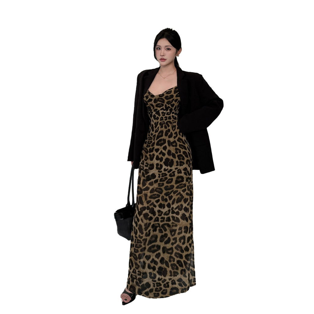 Leopard print camisole dress for women