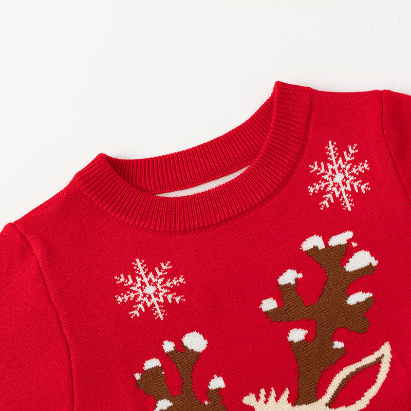 Christmas cartoon deer fur dress children's pullover knitted dress