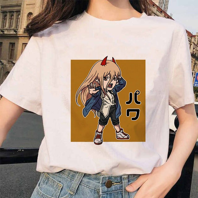Chainsaw Man Tshirt Women Japanese Anime Pochita T-shirts Gr 1