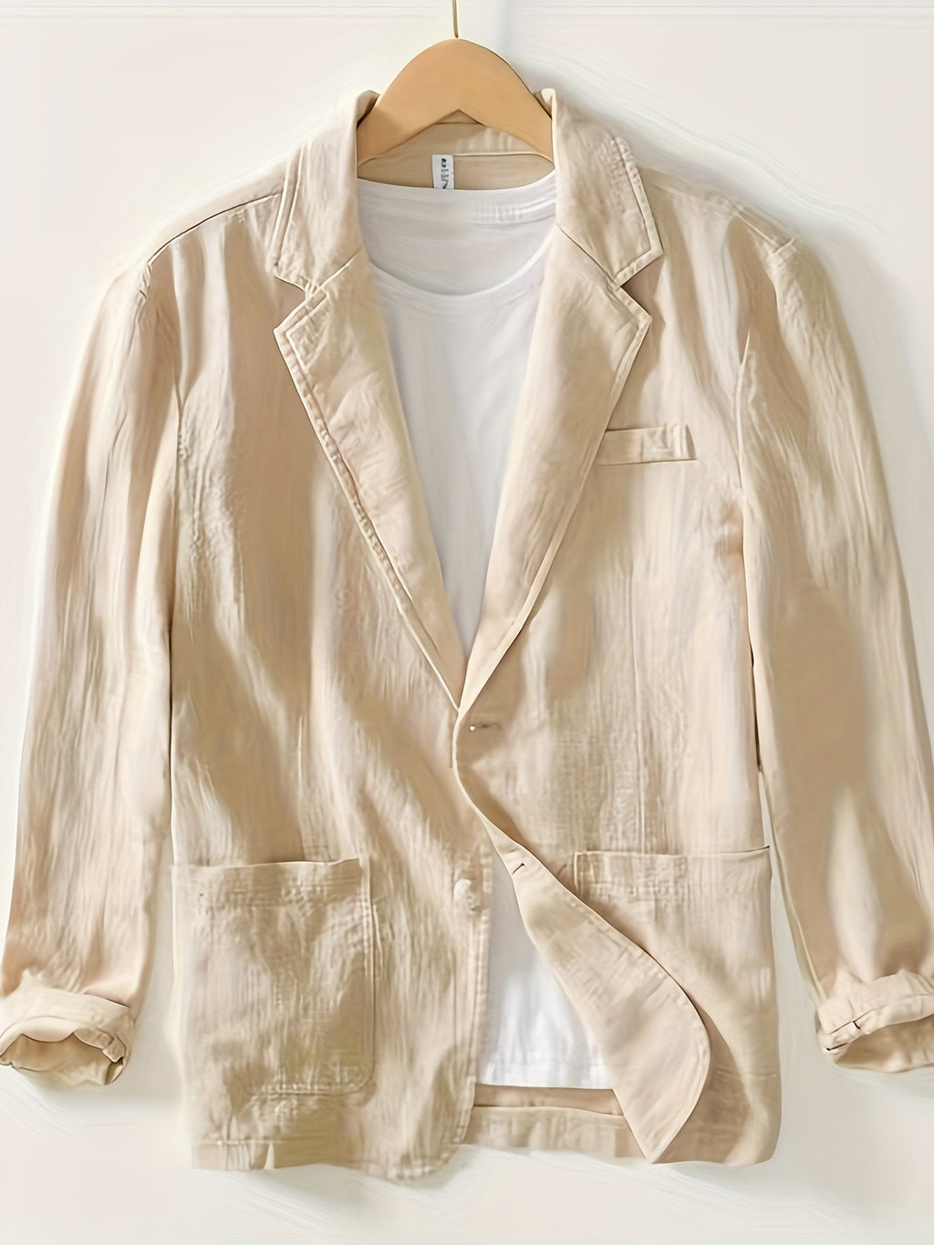 Solid color single-layer cotton and linen men's suit jacket