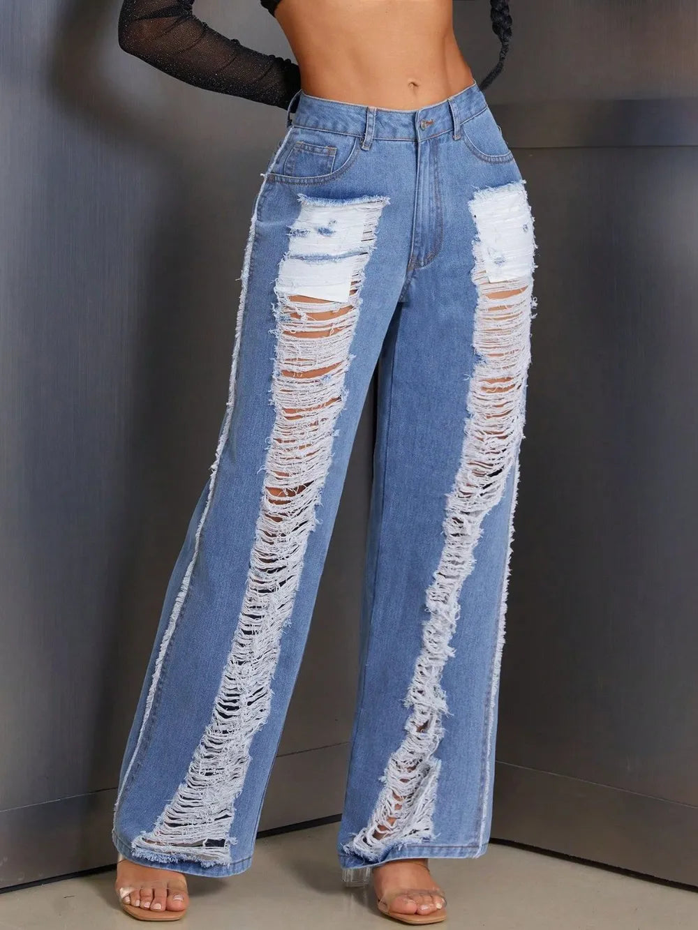 Distressed Wide Leg Jeans