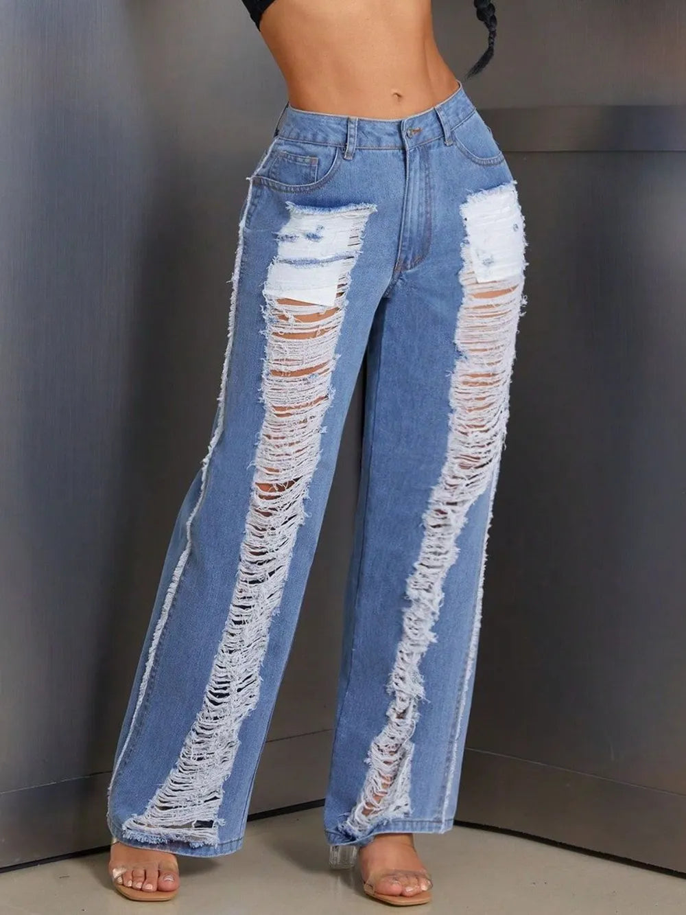 Distressed Wide Leg Jeans