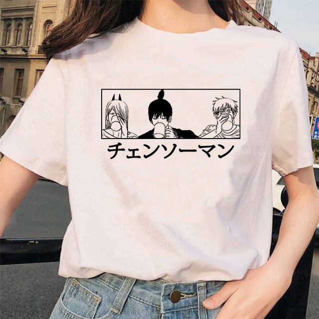 Chainsaw Man Tshirt Women Japanese Anime Pochita T-shirts Gr 1