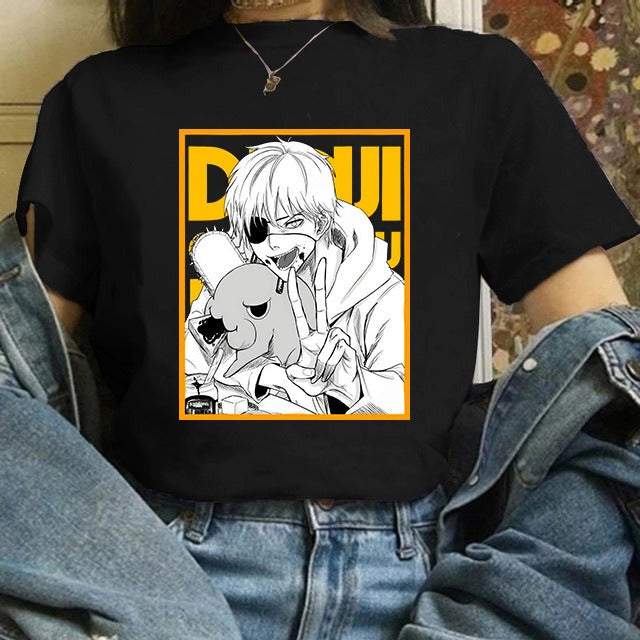 Chainsaw Man Tshirt Women Japanese Anime Pochita T-shirts Gr