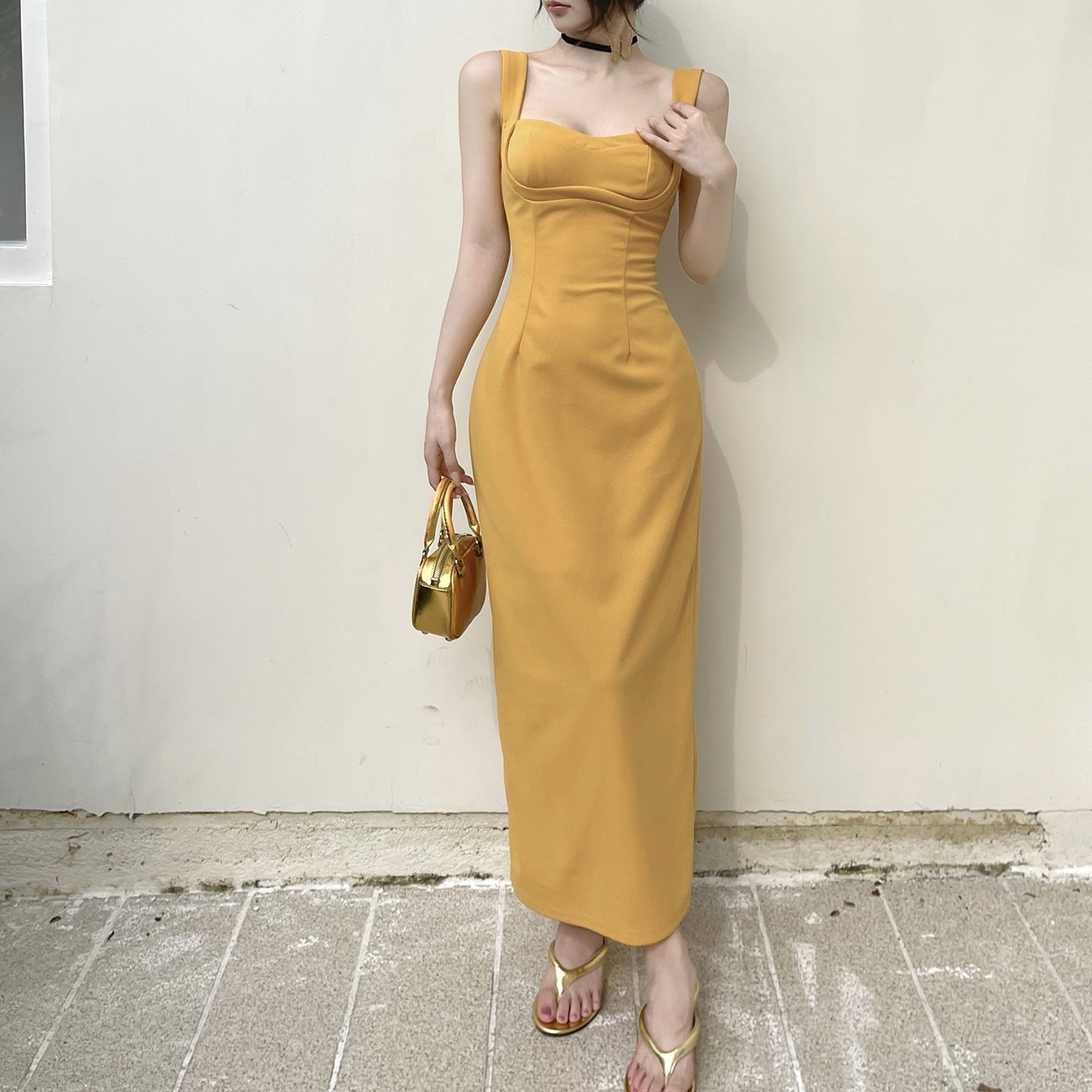 Strap strap simple slim fit waist bag hip dress