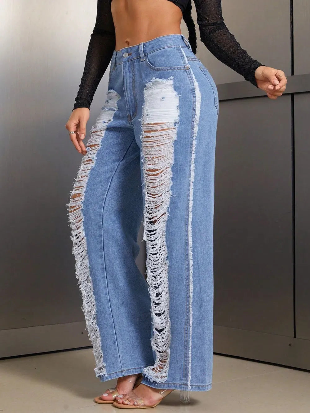 Distressed Wide Leg Jeans