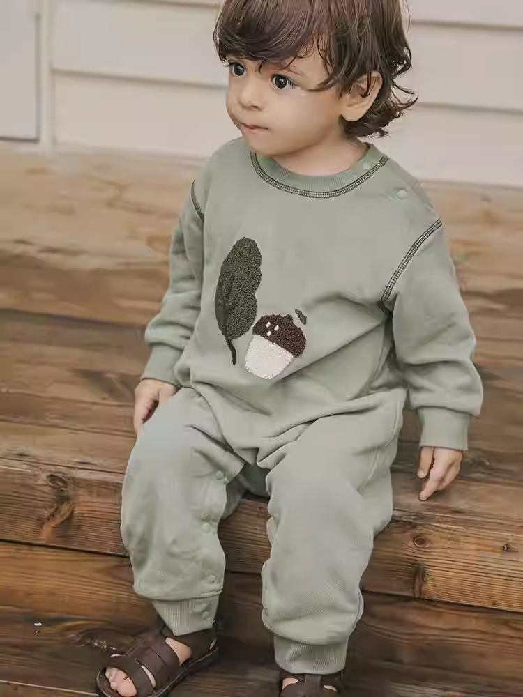 Fleece jumpsuit cute baby boy and girl clothes climbing clothes outdoor warm clothes