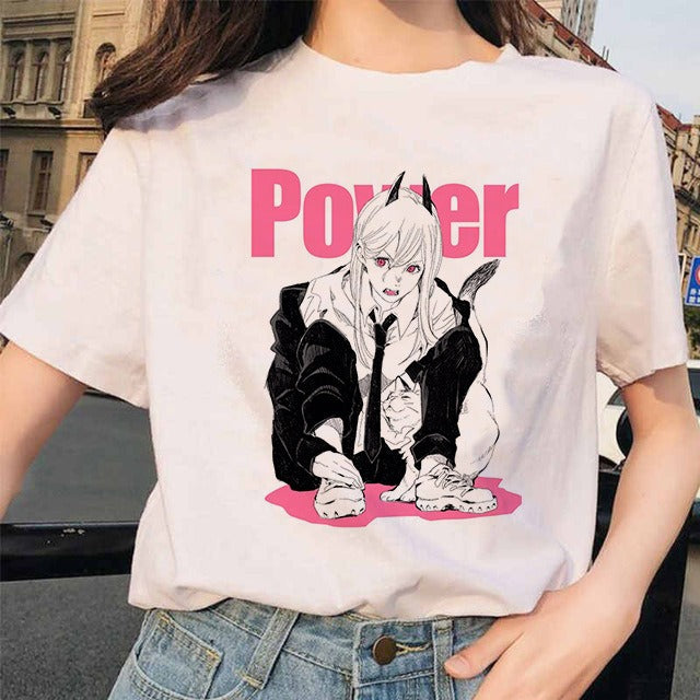 Chainsaw Man Tshirt Women Japanese Anime Pochita T-shirts Gr 1
