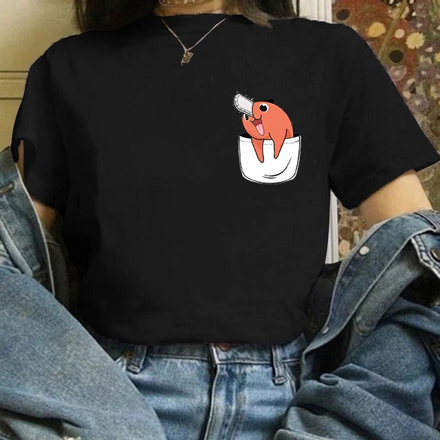Chainsaw Man Tshirt Women Japanese Anime Pochita T-shirts Gr 1