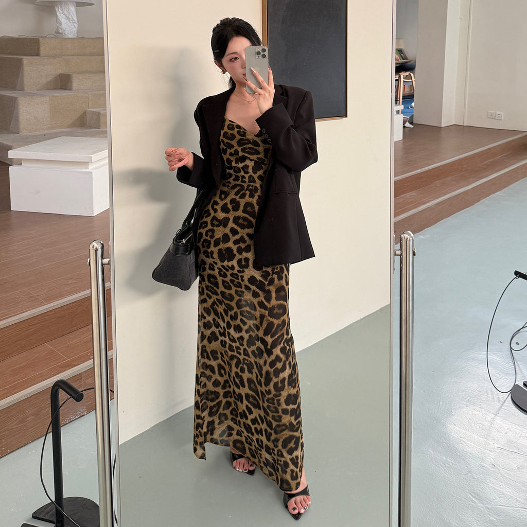 Leopard print camisole dress for women