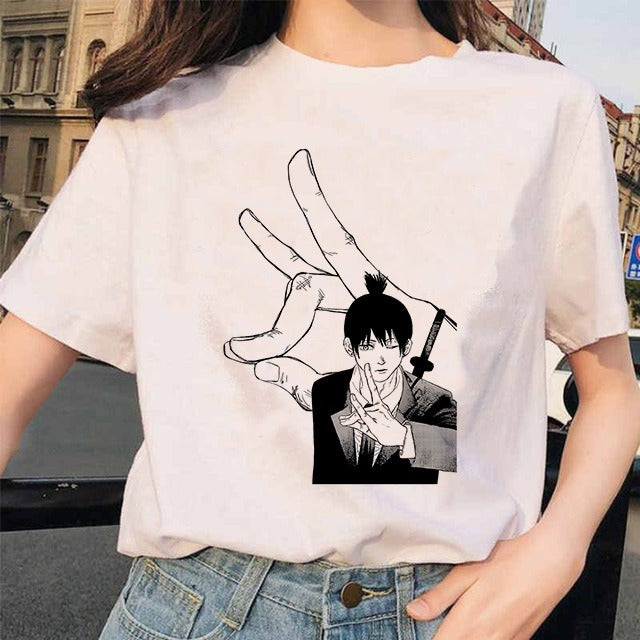 Chainsaw Man Tshirt Women Japanese Anime Pochita T-shirts Gr 1