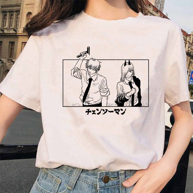 Chainsaw Man Tshirt Women Japanese Anime Pochita T-shirts Gr 1