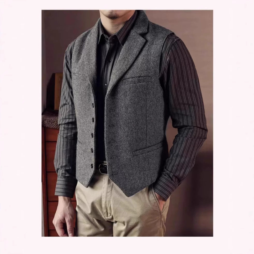 Single breasted vest sleeveless top men's jacket