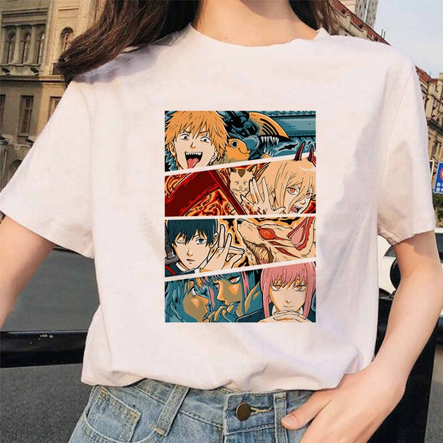 Chainsaw Man Tshirt Women Japanese Anime Pochita T-shirts Gr 1
