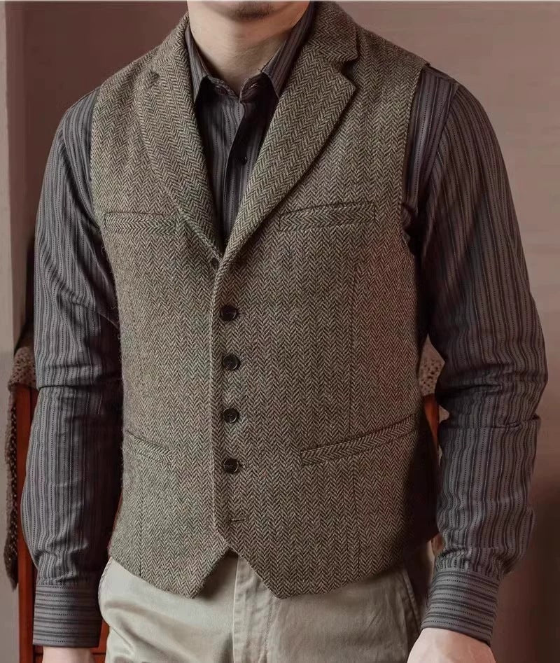 Single breasted vest sleeveless top men's jacket