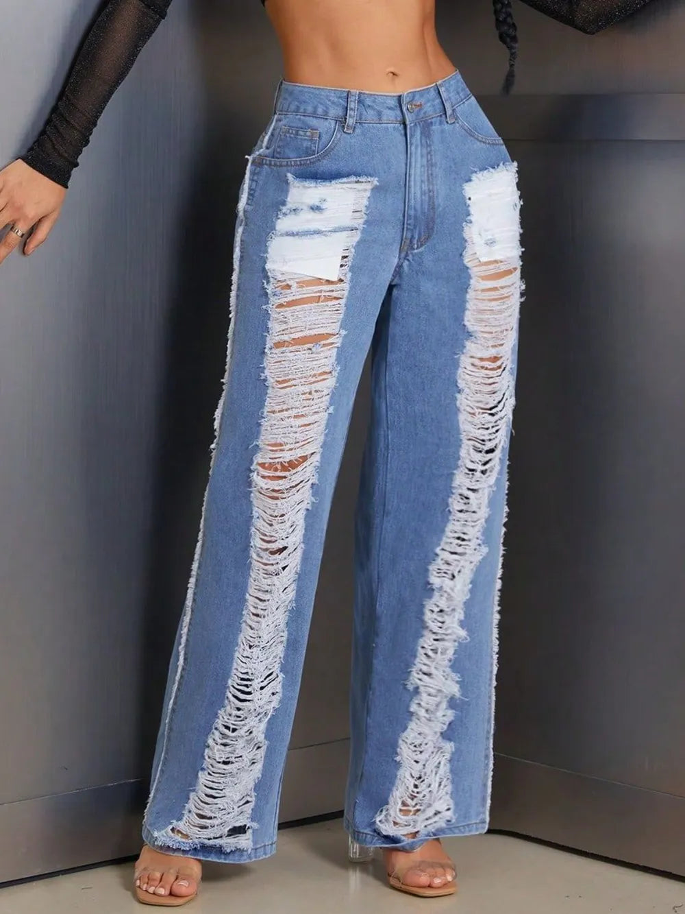 Distressed Wide Leg Jeans