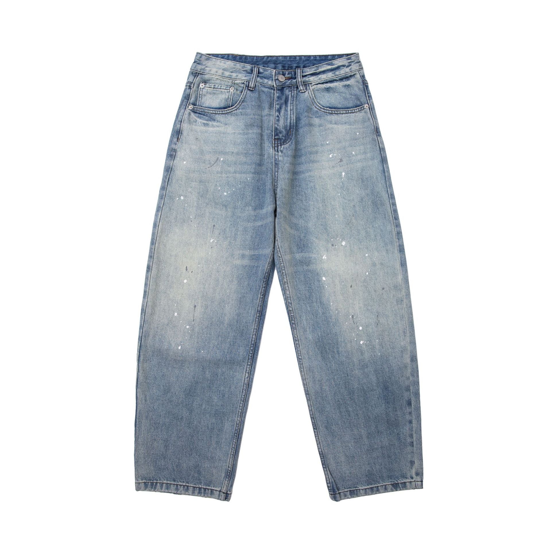 Splatter Paint Graffiti Loose Casual Washed Distressed Jeans