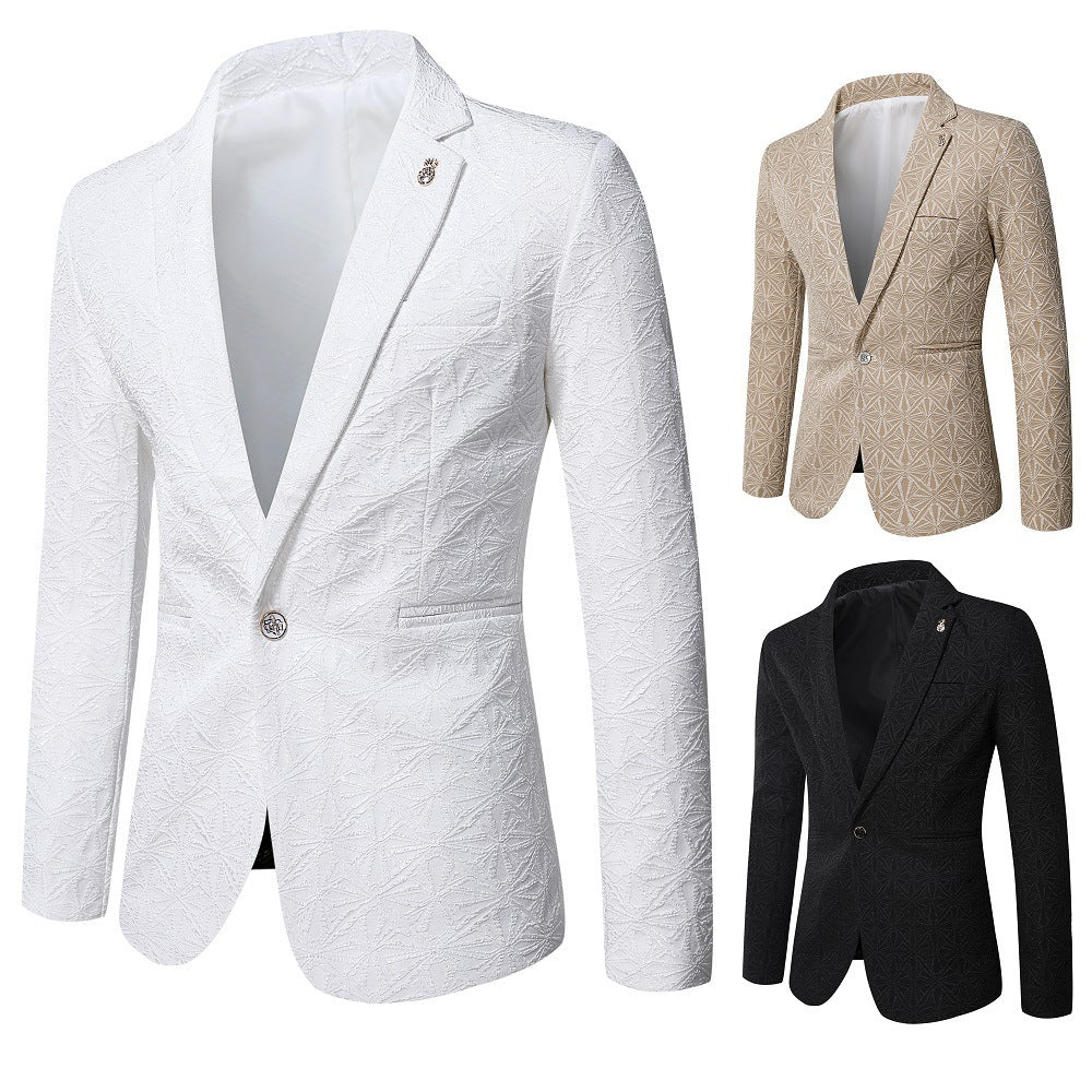 Jacquard youth slim fit suit formal single top jacket
