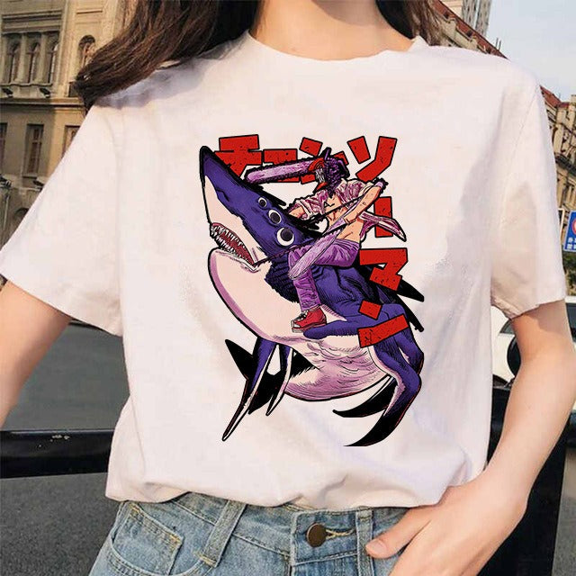 Chainsaw Man Tshirt Women Japanese Anime Pochita T-shirts Gr 1