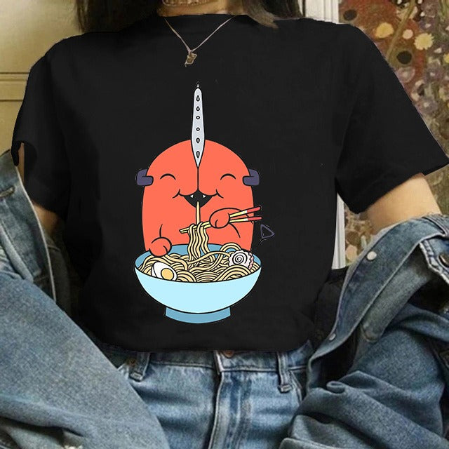 Chainsaw Man Tshirt Women Japanese Anime Pochita T-shirts Gr 1