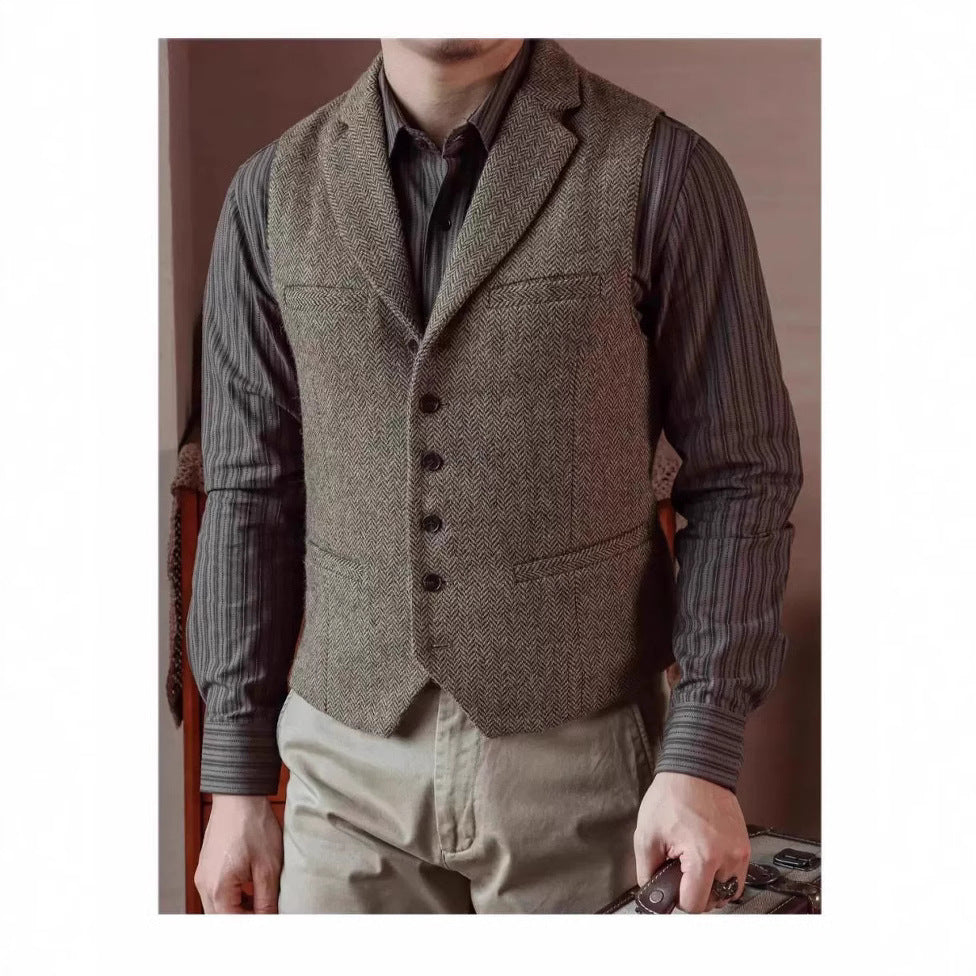 Single breasted vest sleeveless top men's jacket