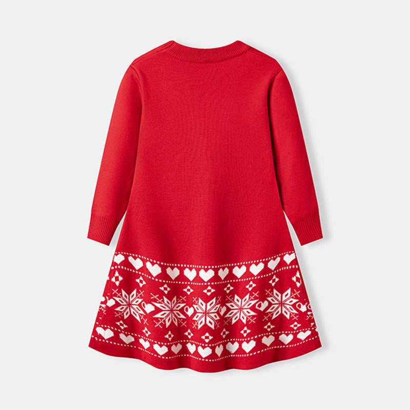 Christmas cartoon deer fur dress children's pullover knitted dress