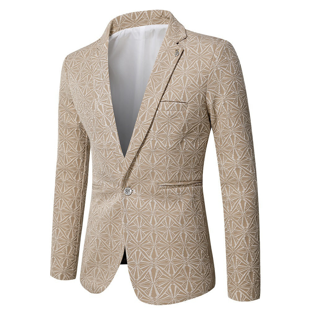 Jacquard youth slim fit suit formal single top jacket