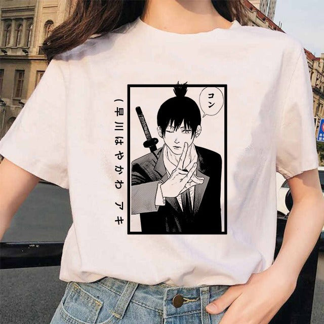Chainsaw Man Tshirt Women Japanese Anime Pochita T-shirts Gr 1