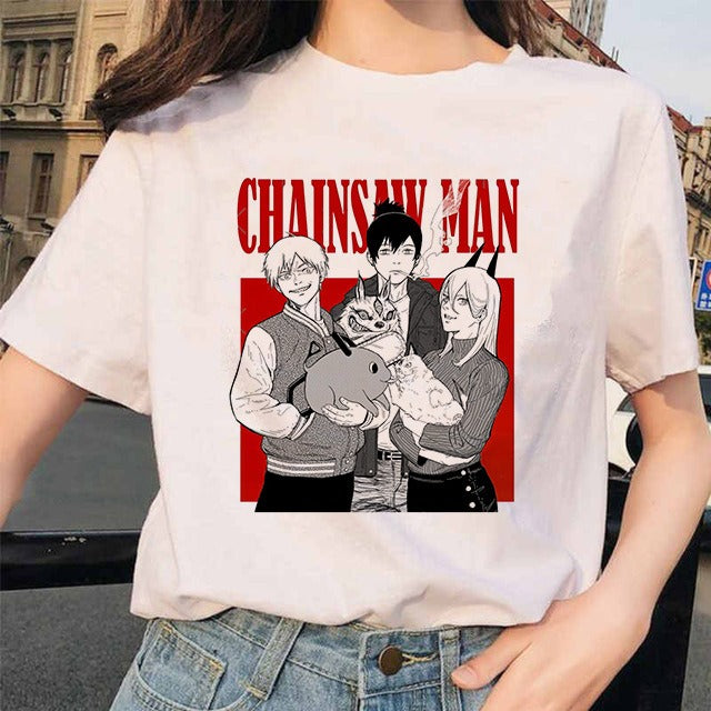 Chainsaw Man Tshirt Women Japanese Anime Pochita T-shirts Gr 1