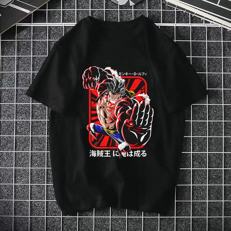 ONE PIECE Pirate King Luffy Fourth Grade Printed T-shirt Thin Top Short Sleeve Anime  Tshirt