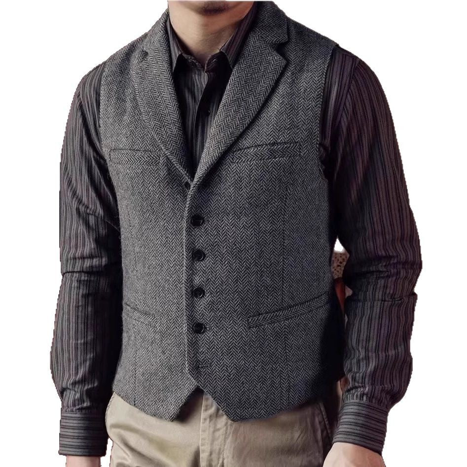 Single breasted vest sleeveless top men's jacket
