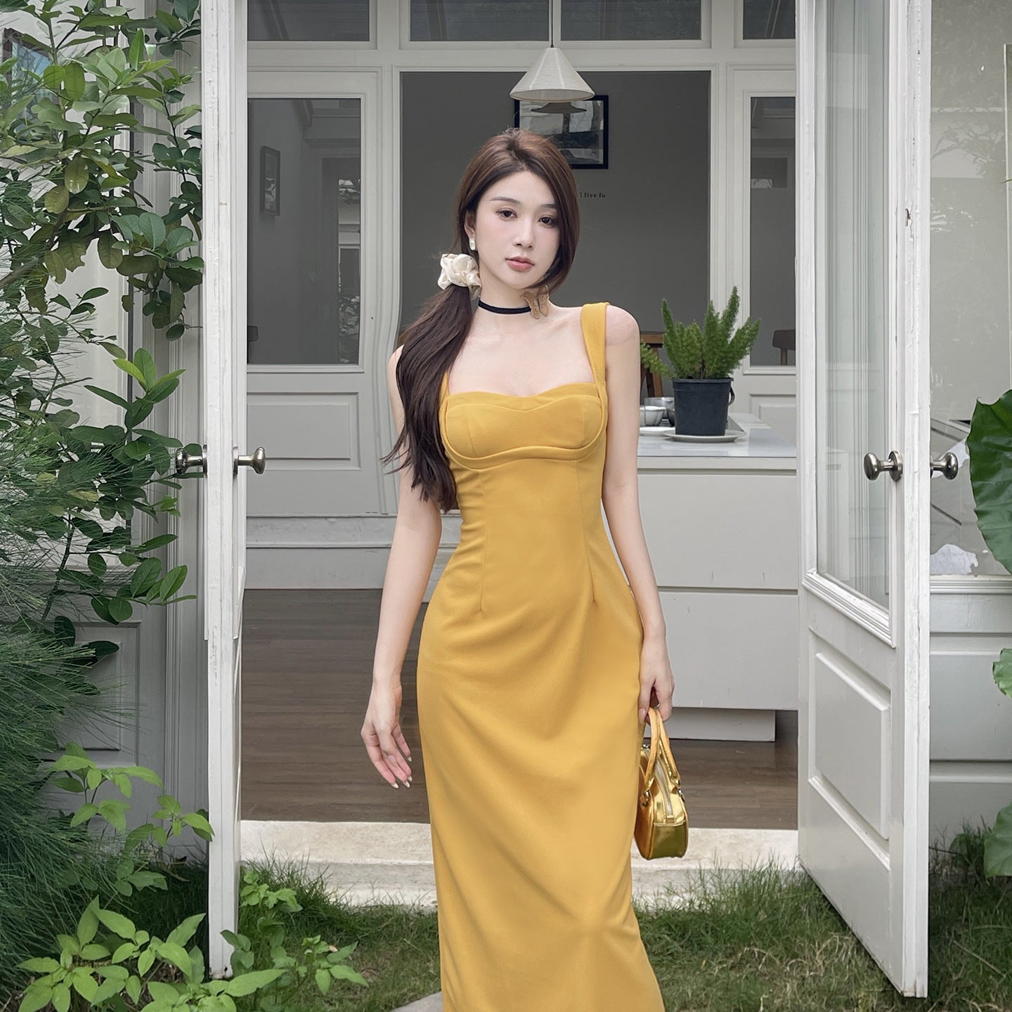 Strap strap simple slim fit waist bag hip dress