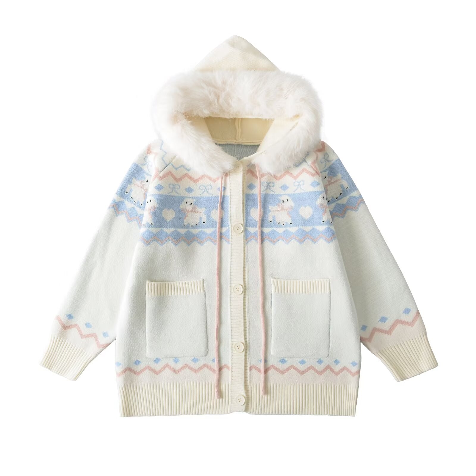 Hooded loose sweater jacket