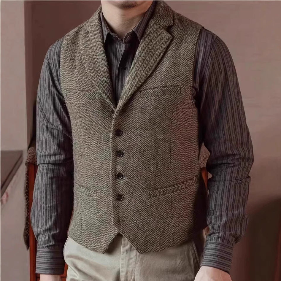 Single breasted vest sleeveless top men's jacket