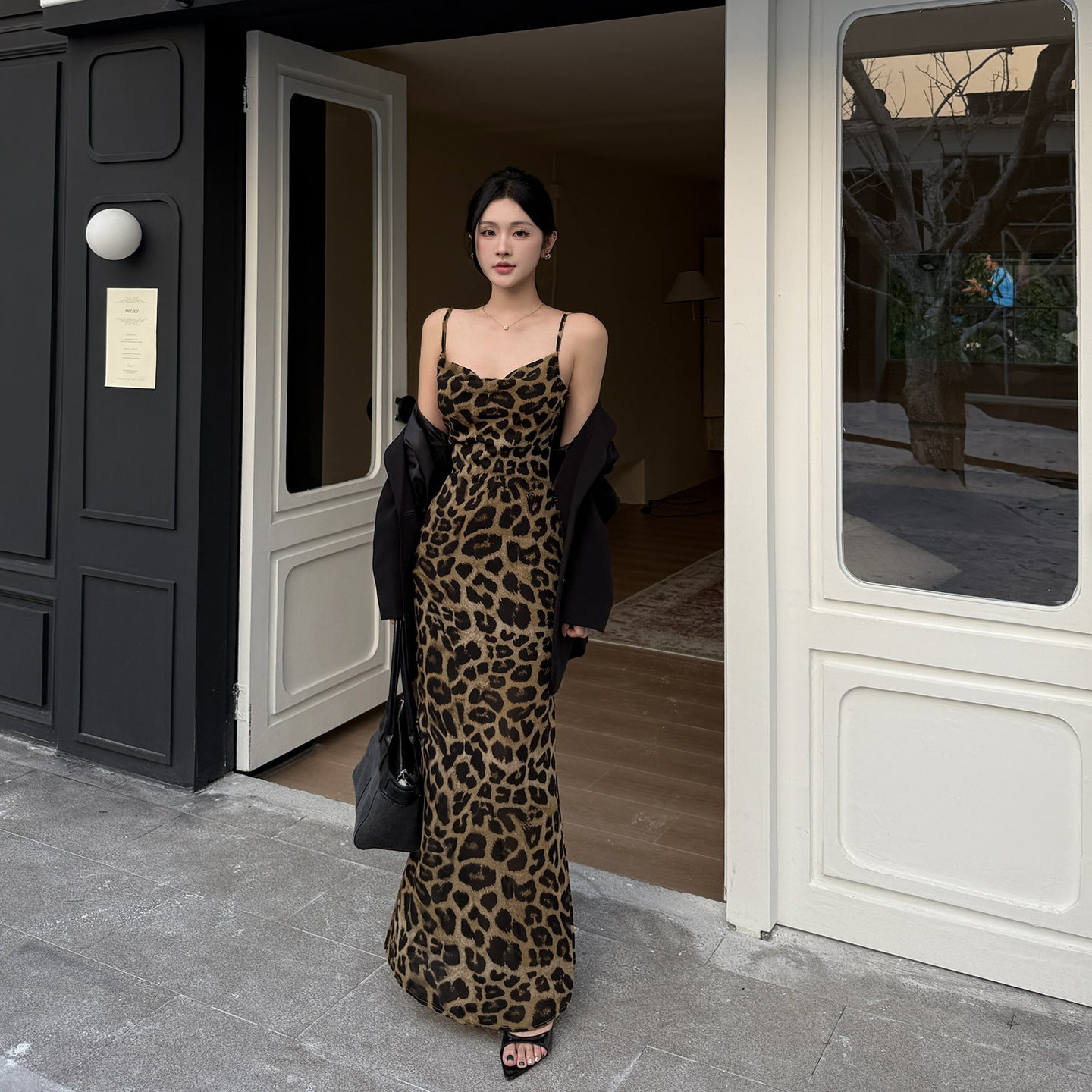 Leopard print camisole dress for women