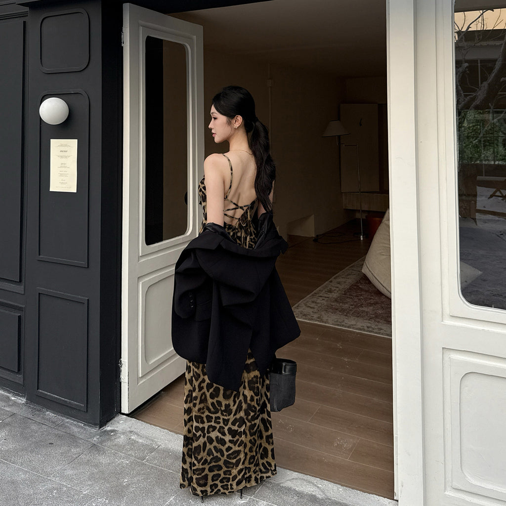 Leopard print camisole dress for women