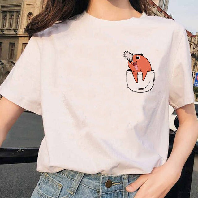 Chainsaw Man Tshirt Women Japanese Anime Pochita T-shirts Gr 1