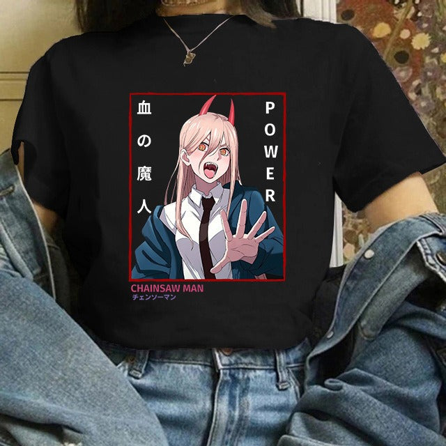 Chainsaw Man Tshirt Women Japanese Anime Pochita T-shirts Gr 1