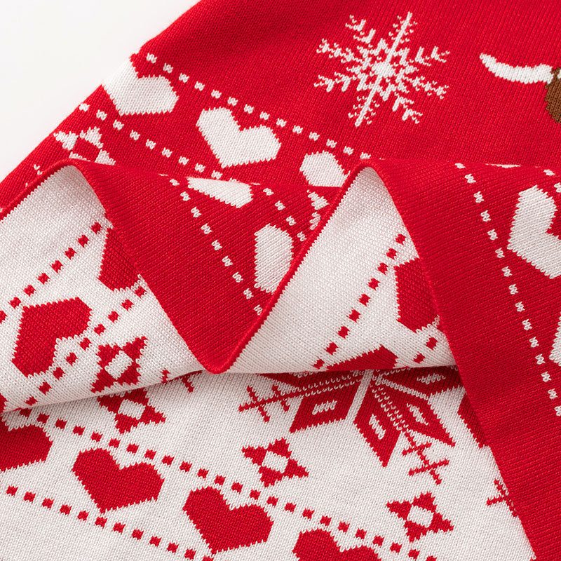 Christmas cartoon deer fur dress children's pullover knitted dress