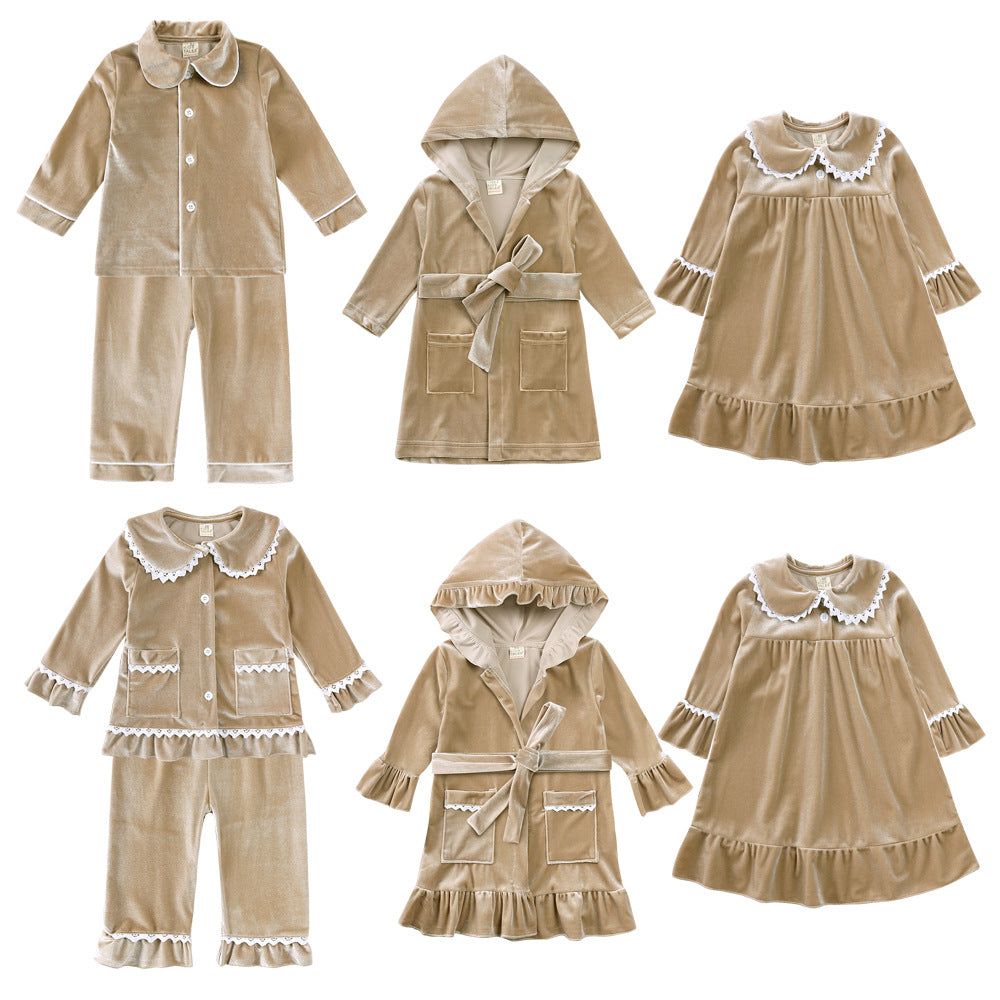 Children's bathrobes gold velvet men's and women's home clothes